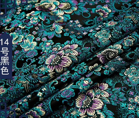 Черный цветок Металлик Жаккардовая парча ткань, 3D жаккардовая ткань, пряжа окрашенная ткань для женщин пальто платье Дамасская парча 75*50 см - Цвет: M