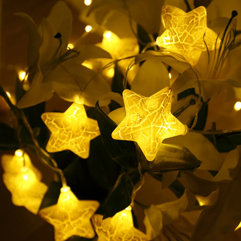 7cm Five-pointed Star 5m 20 led string Fairy light holiday garland Led christmas lights indoor home outdoor wedding decor lamp