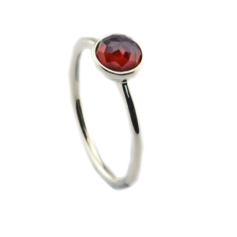 Image 2016 NEW Compatible with European Rings 100%925 Sterling Silver January Droplet Garnet Original DIY Charms Wholesale