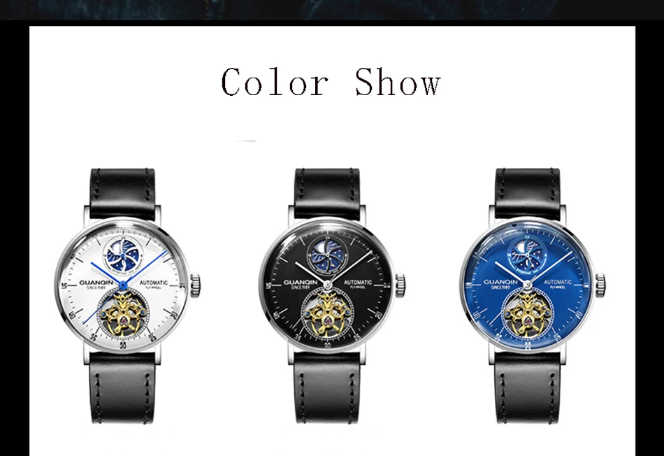 GUANQIN, мужские часы, Топ бренд, автоматические часы, мужские часы со скелетом, мужские часы с турбийоном, механические наручные часы, мужские часы
