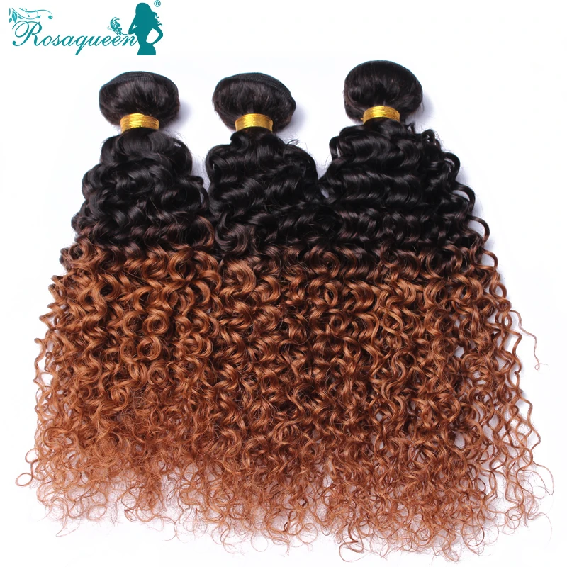 

Mongolian Kinky Curly Hair Two Tone 1B/30 4Pcs/Lot Human Virgin Hair Rosaqueen Hair Products Ombre Hair Extensions Free Shipping
