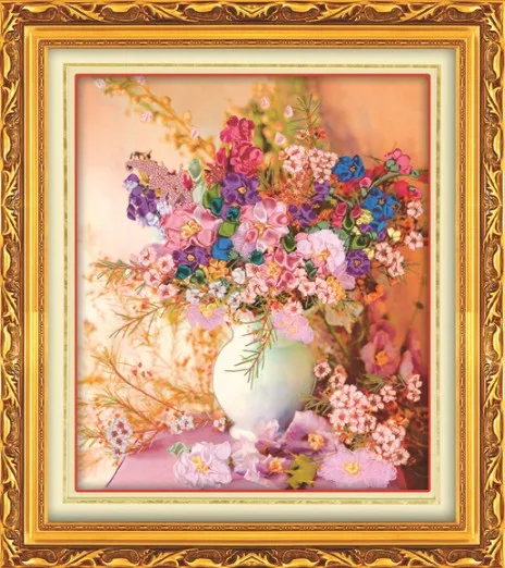 Набор цветочных ваз с 3D розой для вышивки маслом цветочные комплекты ручная