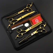 Brand Pet Grooming Scissors Set 7 Inch Professional Japan 440C Dog Shears Hair Cutting +Curved+ Thinning Scissors With Bag 4pcs Brand Pet Grooming Scissors Set 7 Inch Professional Japan 440C Dog Shears Hair Cutting +Curved+ Thinning Scissors With Bag 4pcs