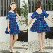 Summer Baby Girls Short-Sleeved Dot and Plaid Printed A-Line Dress Girls Clothes For 2-8 Years Old Summer Baby Girls Short-Sleeved Dot and Plaid Printed A-Line Dress Girls Clothes For 2-8 Years Old