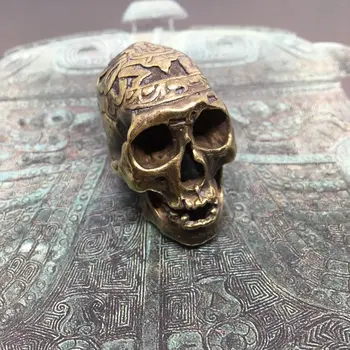 

Bronze Paracord Knife Leather Lanyard Bead/Beads Alien Skull Predator Terminator EDC Outdoor Pocket Tool