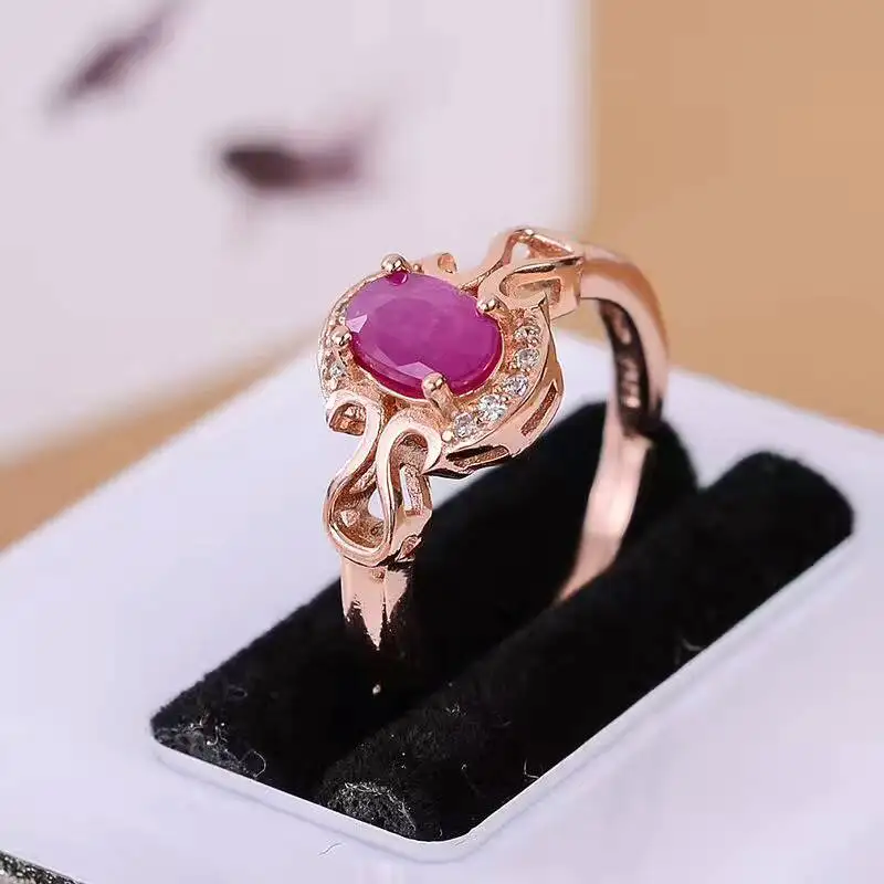 Кольцо из серебра 925 пробы с натуральным Рубином 4 Х6 мм|gemstone rings silver|gemstone jewelrygifts for