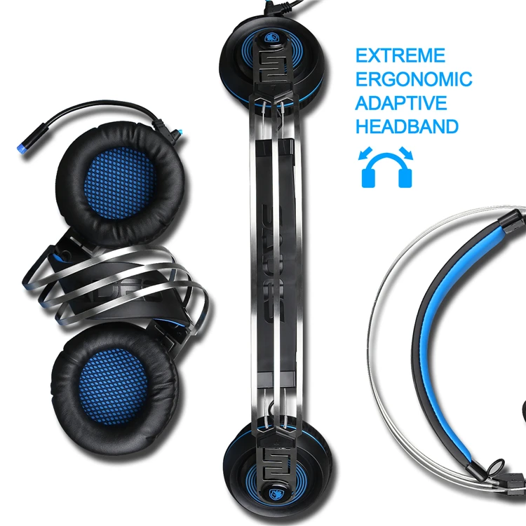 Sades A7 7.1 Surround Sound USB Gaming Headset Headphones Blue color (6)
