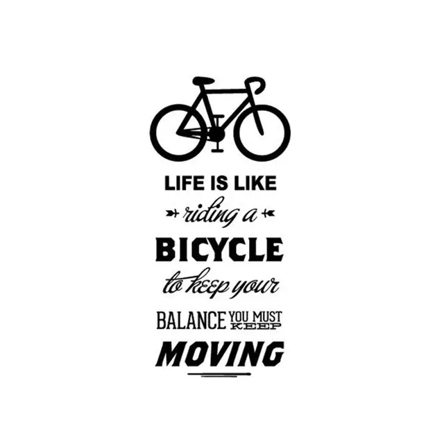 life is like riding a bicycle quote bike wall sticker diy cycling