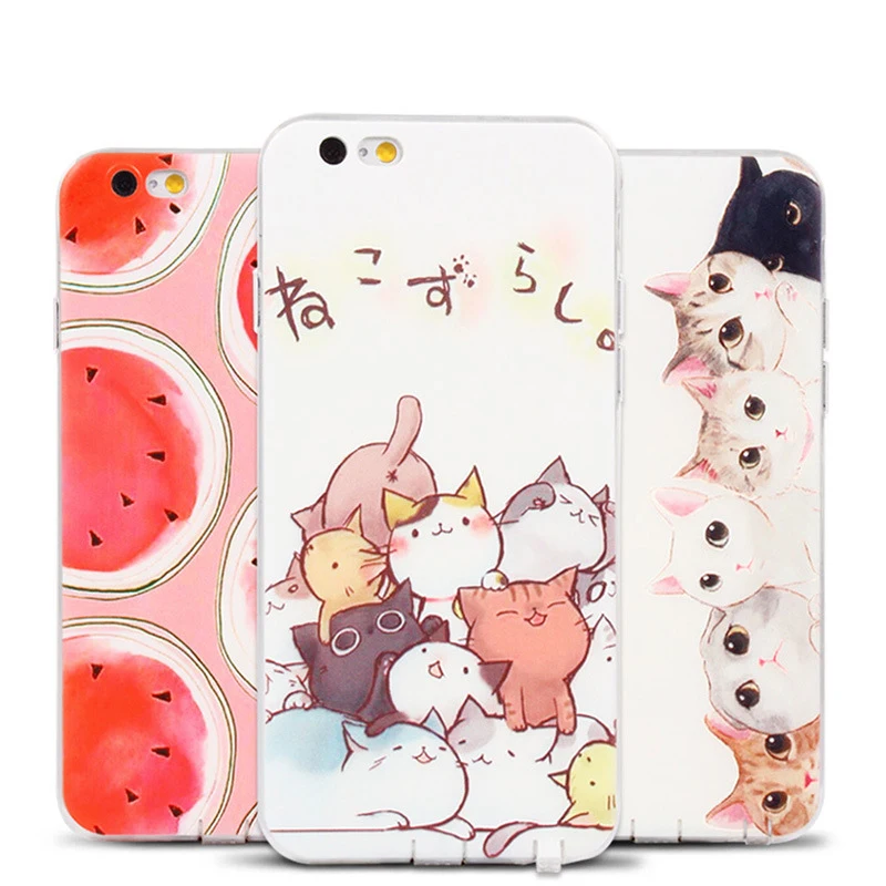 SHELI Funny Animal Flower 3D Design For iphone 6 Case Cute Cat Fruit Soft TPU 6s phone case |