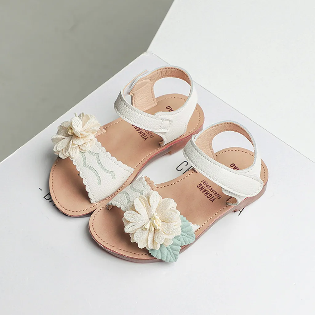 Сандалии с цветочным узором для девочек; детская пляжная обувь принцессы на крючках; коллекция года; детские сандалии для девочек; Летняя обувь; sandalia; 4 цвета