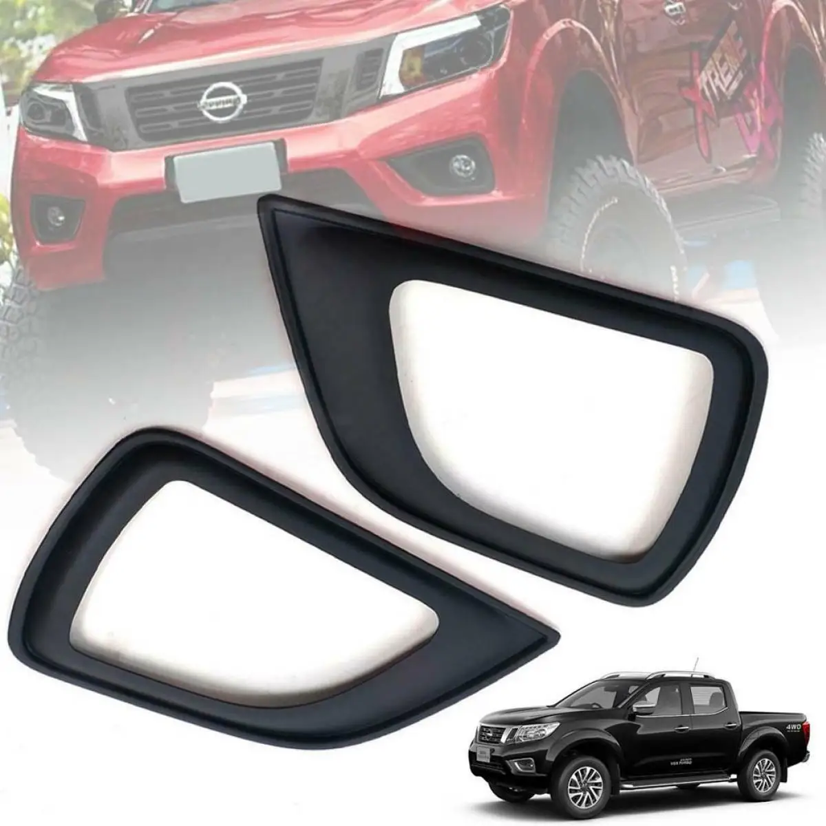 JanDeNing Fit 2016-2017 Nissan NP300 Navara Frontier D23 4WD Fog Lamp Black Cover Frame