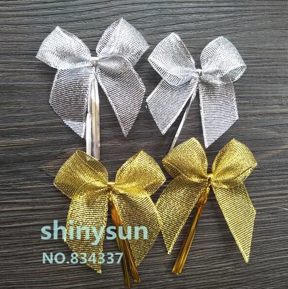 

20pcs/lot 2 colors gold and silvery Bowknot Sealing wire bakery packing sealing bread cake decoration Wire Twist Tie