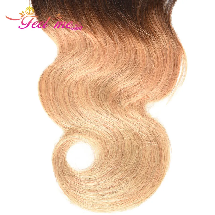 FEEL ME Body Wave One бразильские локоны Омбре пучки светлых волос 1b/27 два тона