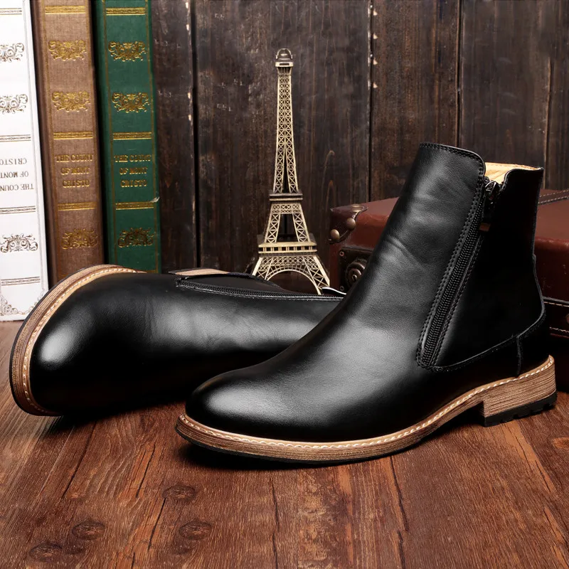 mens boots with wooden heel