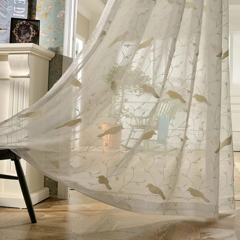 

2018 MYRU Bird Pattern Curtains Sheer Curtain Finished Window Semi Blackout Curtains for Home Bedroom Windows