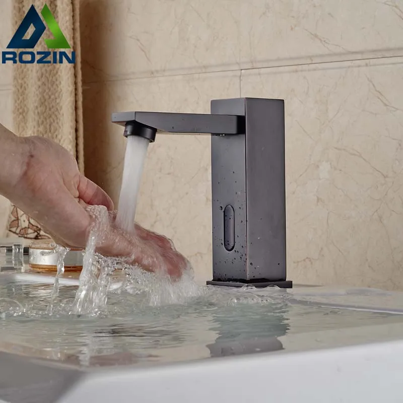 

Deck Mount Automatic Hands Free Mixer Sensor Tap Faucet Only Cold Oil Rubbed Bronze Finished