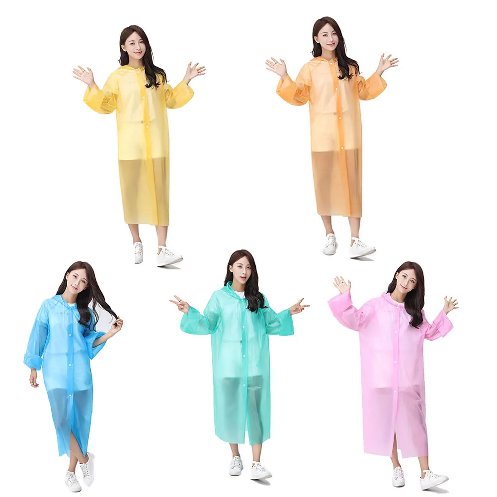 

Rain Coat Hood Raincoat Polychromatic Unisex Adult Raincoat Rain Gear Hiking Emergency Convenient Camping Cover Transparent