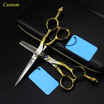 

Custom professional japan 440c 6 inch Crown hair scissors set cutting makas barber thinning shears haircut hairdressing scissors