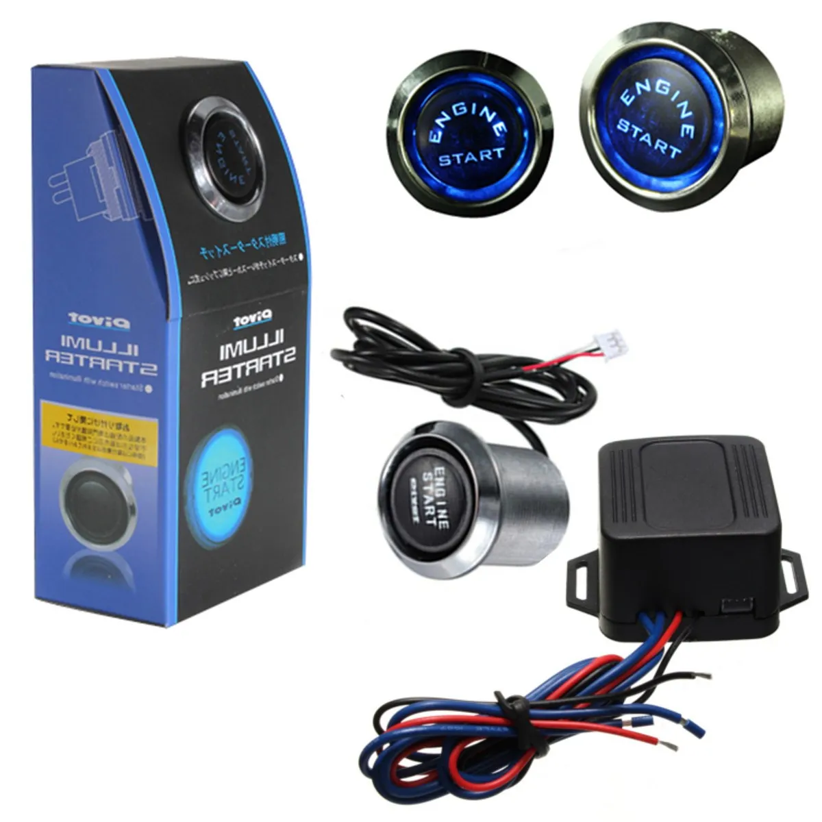 

12V Universal Car Engine Start Push Button Switch Ignition Starter Kit Blue LED