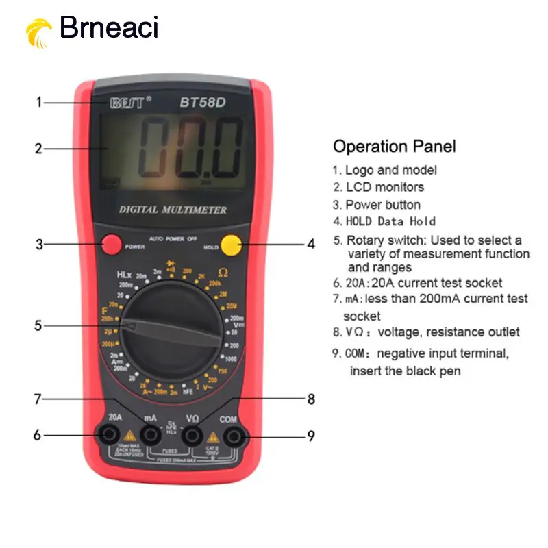 

Brneaci Precision Multimeter Repair Tools High Accuracy Bench Type Digital Multimeter BST-58D