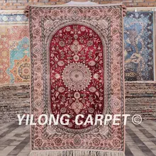 YILONG 2,5 'x4' классический персидский медальон шелковый ковер ручной работы красный и розовый изысканный коврик(YHW170B2.5x4