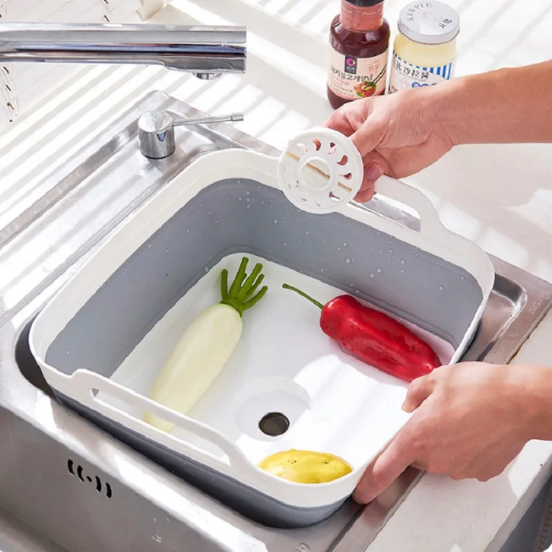 Пластик мыть корзина для овощей и фруктов складная корзина для хранения переносная корзина для белья Кухня инструменты для чистки аксессуары для ванной комнаты