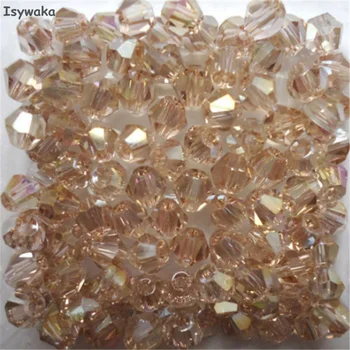 

Isywaka Sale Light Colors 100pcs 4mm Bicone Austria Crystal Beads charm Glass Beads Loose Spacer Bead for DIY Jewelry Making