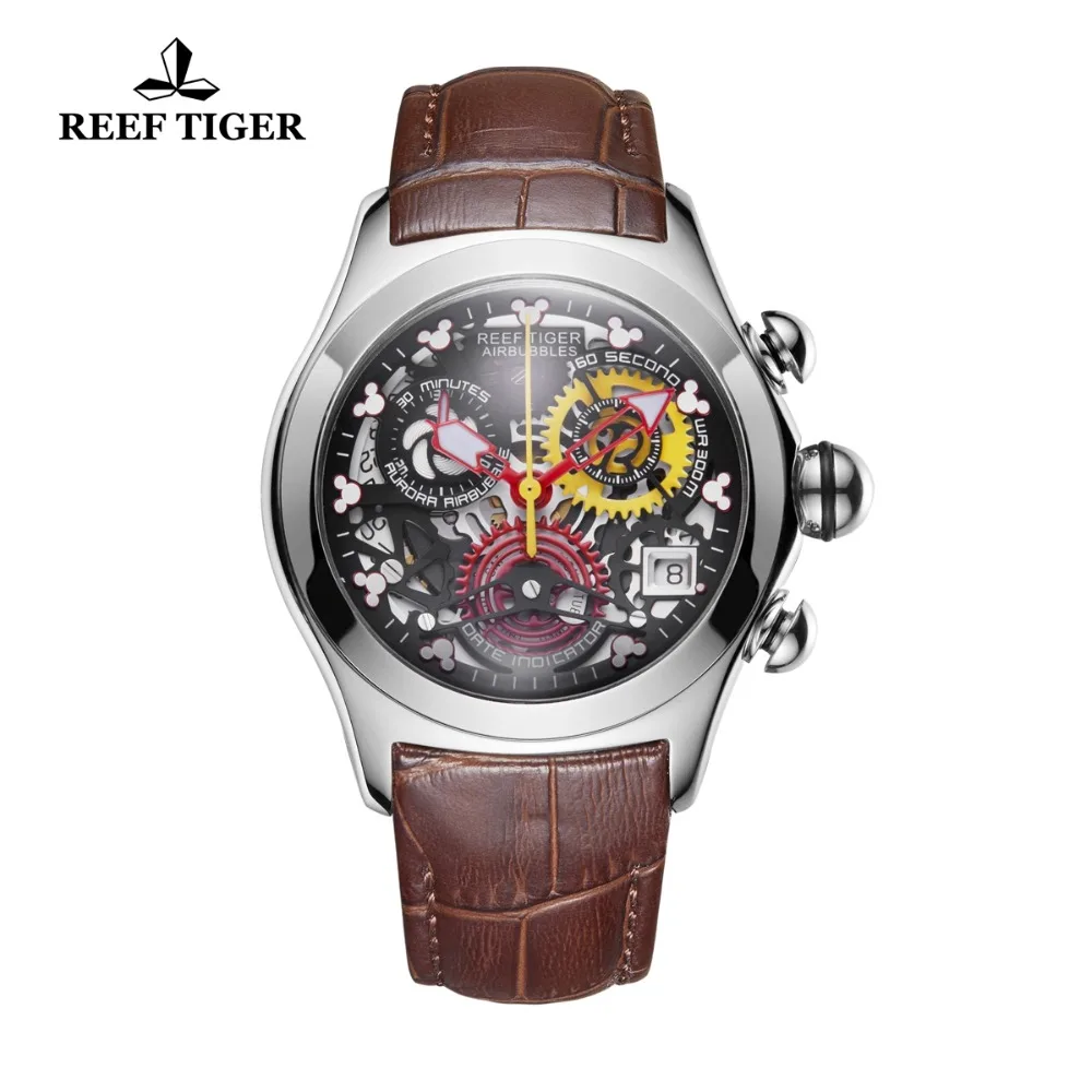Reef Tiger/RT модные спортивные часы для женщин ремешок из натуральной кожи