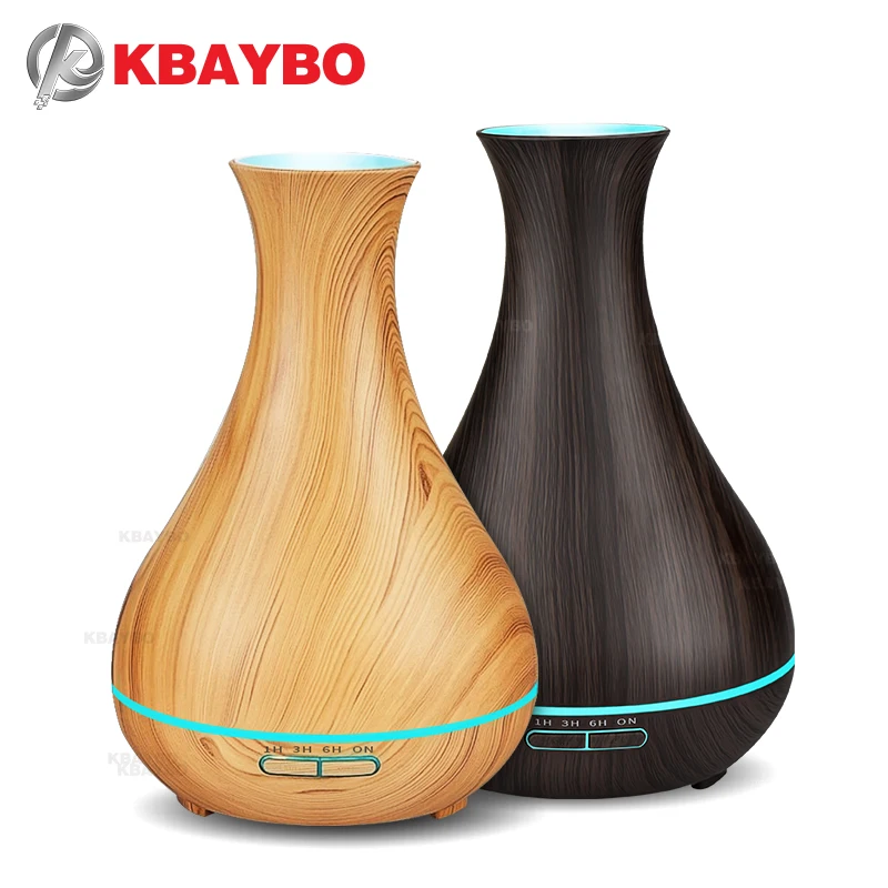 

400ml Aroma Essential Oil Diffuser Electric Wood Grain Ultrasonic Cool Mist Humidifier for Office Home Bedroom