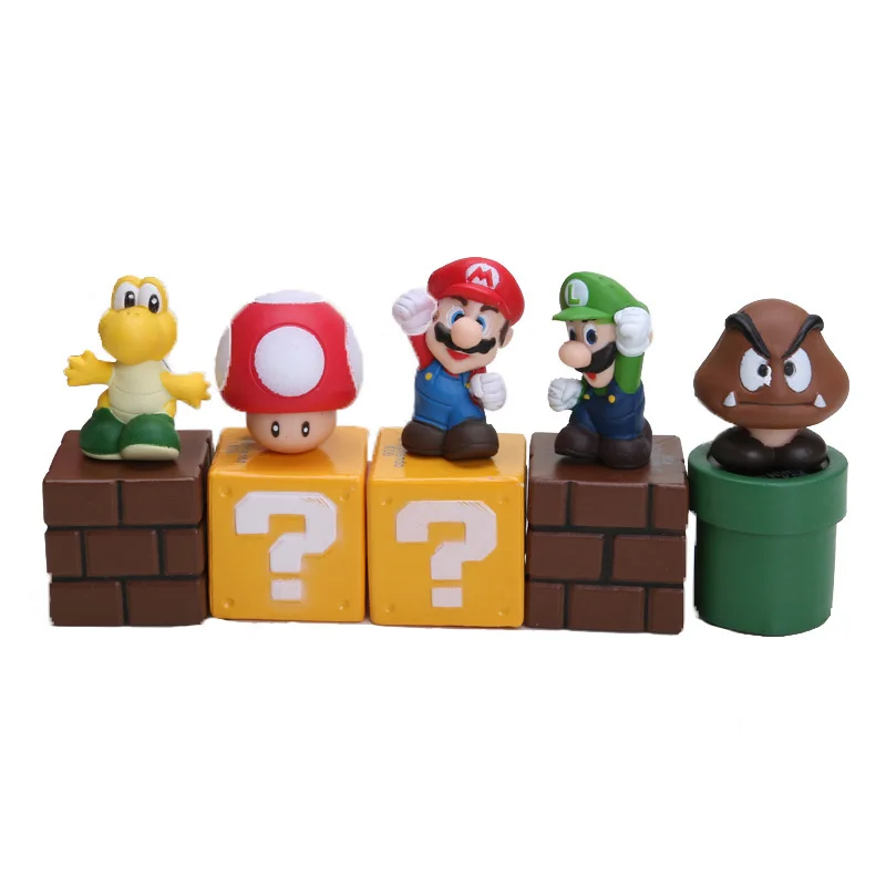 5 шт./компл. фигурки из блоков Super Bros Goomba luilan Koopa Troopa грибы ПВХ модели