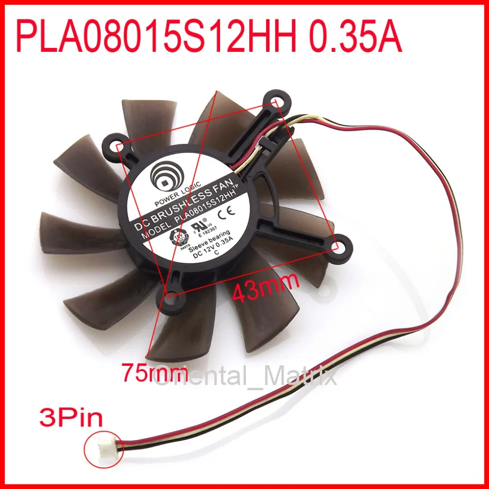 Новый PLA08015S12HH 12 В 0.35A 75 мм 43*43*43*43 для ASUS графика/Видеокарта кулер вентилятор