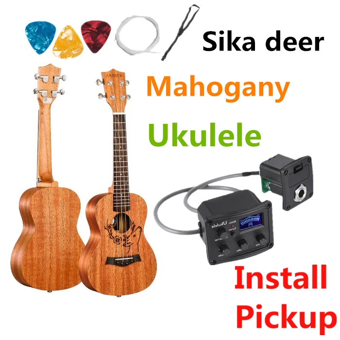 Ukulelele21/23 дюйма концертная Мини электрическая акустическая гитара 4 струны Ukelele