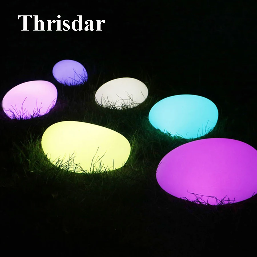 Kopen Thrisdar RGB Simulatie Steen Vorm LED Nachtlampje IP68 Outdoor Tuin Landschap Gazon Pathway Deck Licht Zwembad