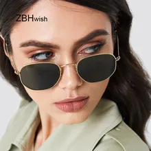 Gafas de sol de Metal poligonales pequeñas para mujer, anteojos de sol femeninos de marca de diseñador, estilo Retro, ovalados, con UV400