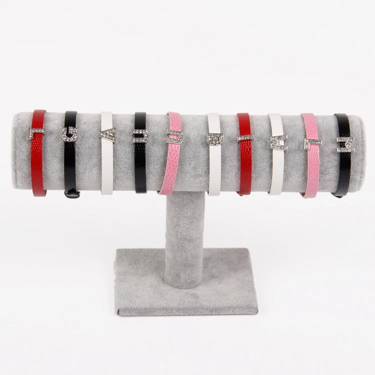

TONVIC Wholesale 3 Velvet Gray Bracelet Bangle Headband Watch T-Bar Display Stand Holder Rack High Quality
