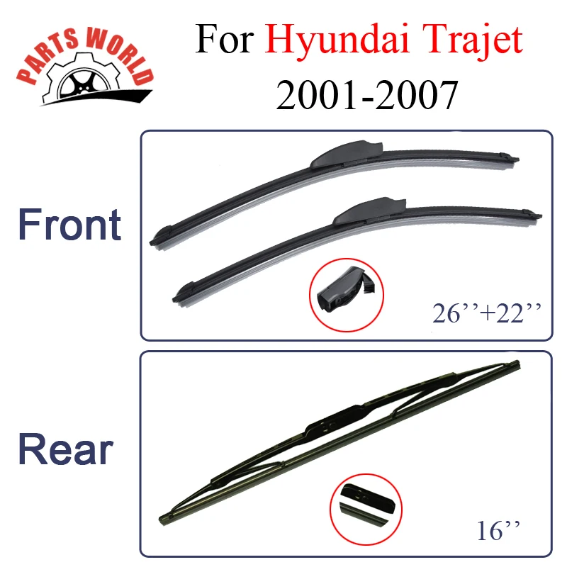 Wiper Blades For Hyundai Trajet 2001 2007 Windscreen Rubber Silicone