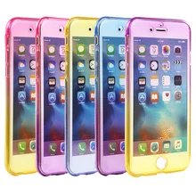 

360 Degree Full Body Front Back Soft Silicone TPU Gradient Color Case Cover Funda for iPhone X 6 6S 7 8 Plus 5 5S SE 5SE