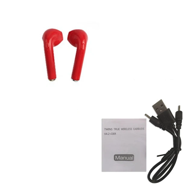 Беспроводные Bluetooth наушники i7S TWS портативные мини-музыкальные наушники стерео Bluetooth гарнитура с зарядным устройством наушники микрофон - Цвет: Red Without Box