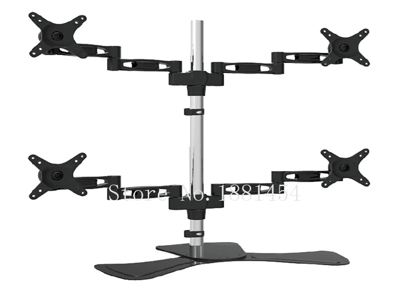 2019 مع قاعدة كبيرة أربعة شاشة الجدول جبل lcd حامل تلفاز كامل motion ارتفاع قابل للتعديل مكتب مراقب دعم قوس lcd حامل