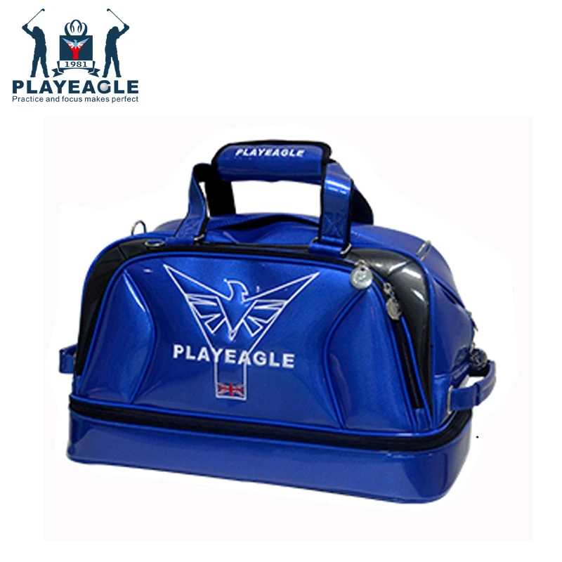 PLAYEAGLE جديد وصول طبقة مزدوجة الرجال الغولف حقيبة من القماش الخشن بو السلس حقيبة غولف للسفر للماء بوسطن حقيبة مع حذاء جيب