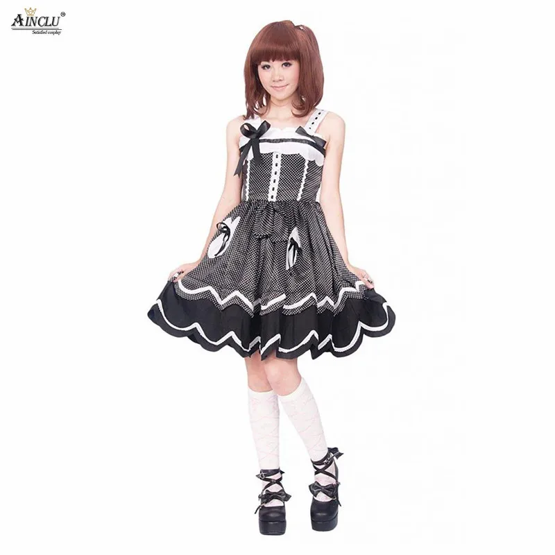 Ainclu XS-XXL женское хлопковое черно-белое платье в горошек без рукавов милое