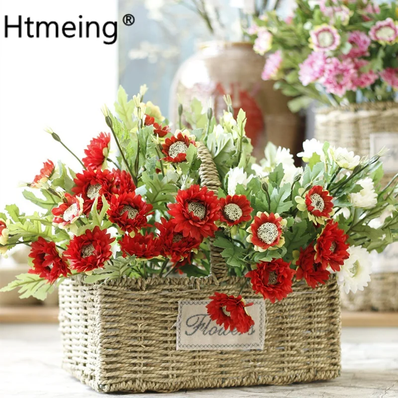 

1PCS artificial mini daisy silk flowers Bride bouquet for Christmas home wedding new Year decoration fake plants sunflower