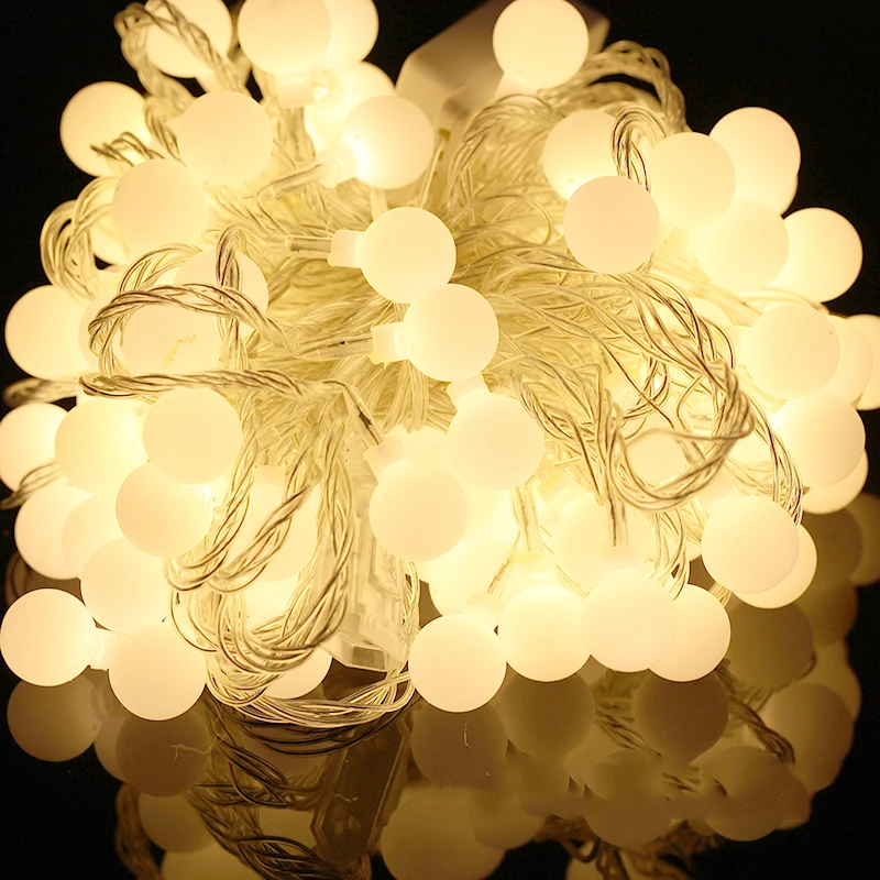 10M Christmas LED Ball String Light Patio Fairy String Globe Garland Wedding Outdoor Decorations For Home D3