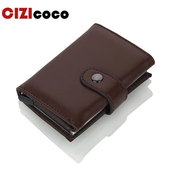 

Cizicoco 2019 Men And Women Credit Card Holder RFID Aluminium Business Card Holder Fashion PU Leather Card Wallet Hasp Purse