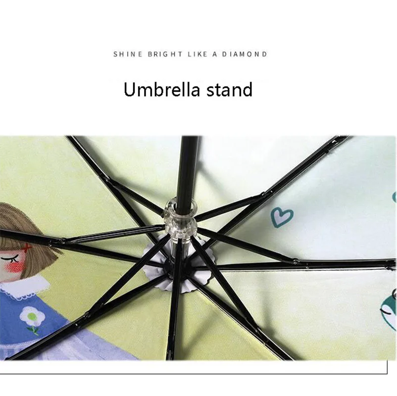 Paraguas de de hadas, Caperucita Roja, patrón impreso, parasol lluvia, sombrilla, superficie negra Bumbersoll|Cuerda de nailon| - AliExpress