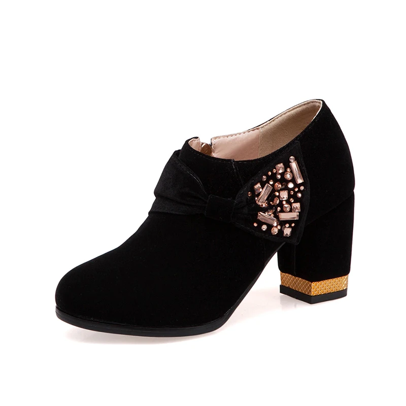SARAIRIS/большой размер 52; Новинка; Лидер продаж; модные женские туфли-лодочки на не сужающемся книзу массивном каблуке и платформе; классическая женская обувь - Цвет: Черный