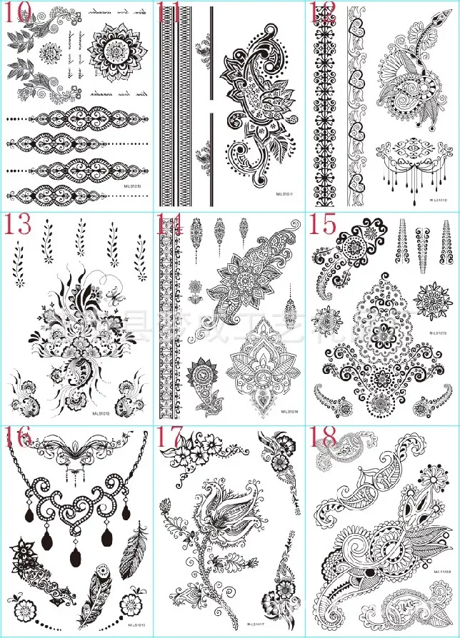 Красивые кружевные Временные татуировки, наклейки, новые черные кружевные украшения, тату в арабском индийском стиле, праздничные свадебные наклейки, макияж, татуировки для девочек