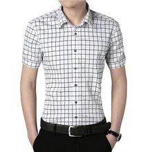 Новая мужская рубашка мужская повседневная рубашка мужская мода деловой с короткими рукавами формальная хлопковая клетчатая белая красная синяя розовая рубашка