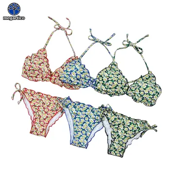 

bathing suit women two pieces 2019 mujer Triangle Swimsuit female floral print string bikinis backless sexy biquinis feminino