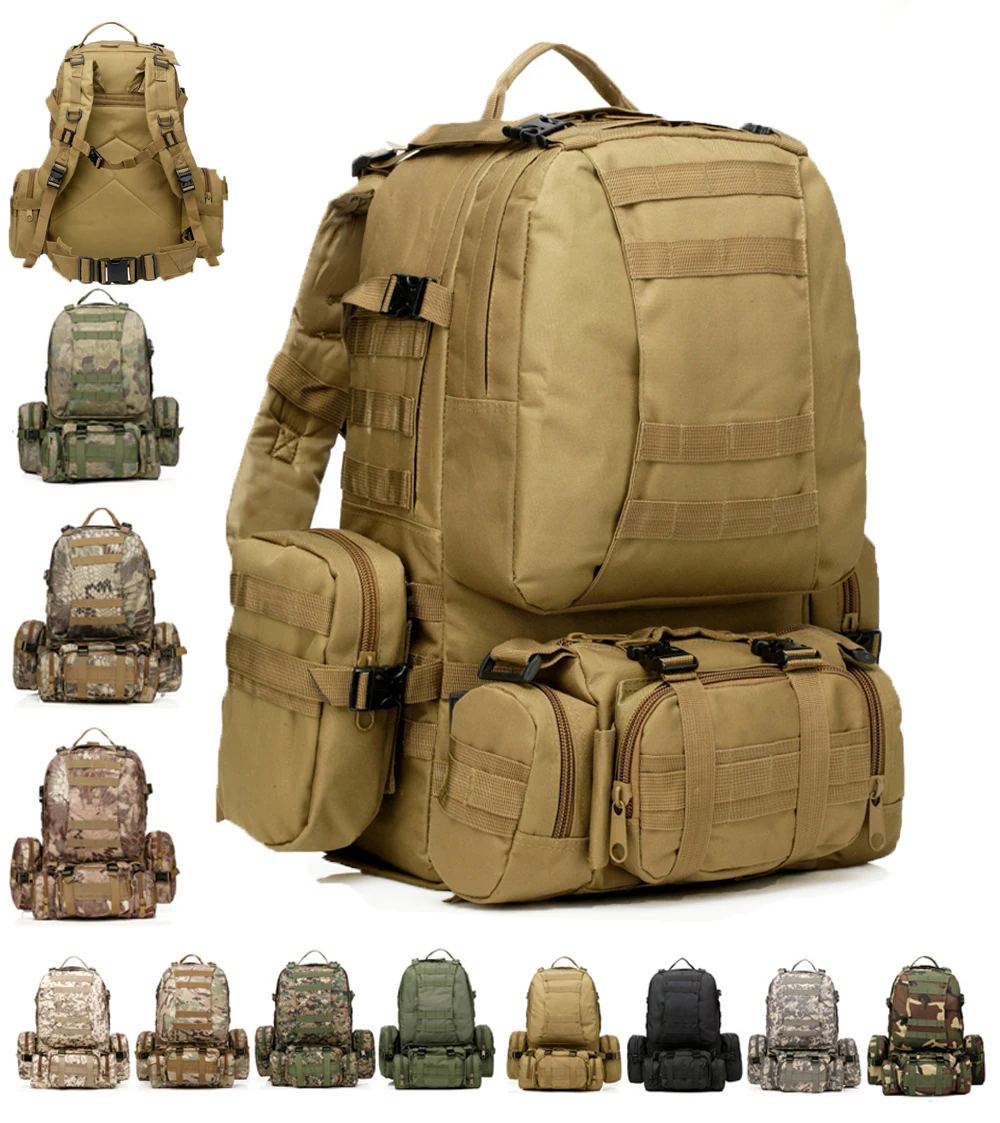 50L Military Assault Soldier Army Tactical Molle Backpack Nylon ...